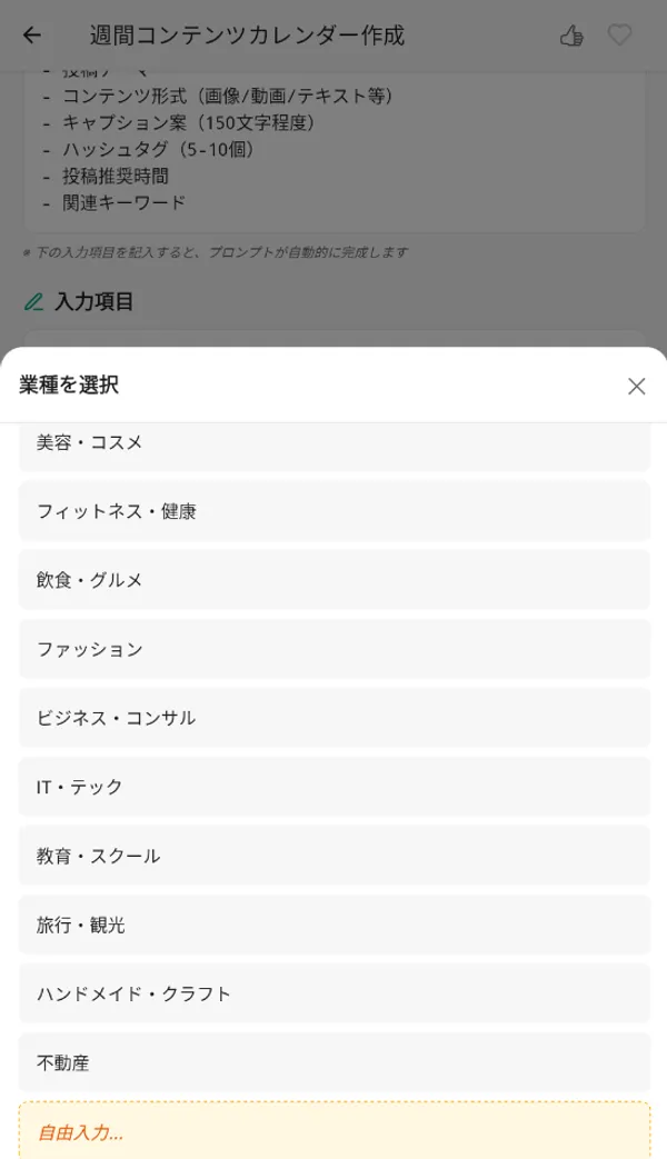 変数カスタマイズ画面